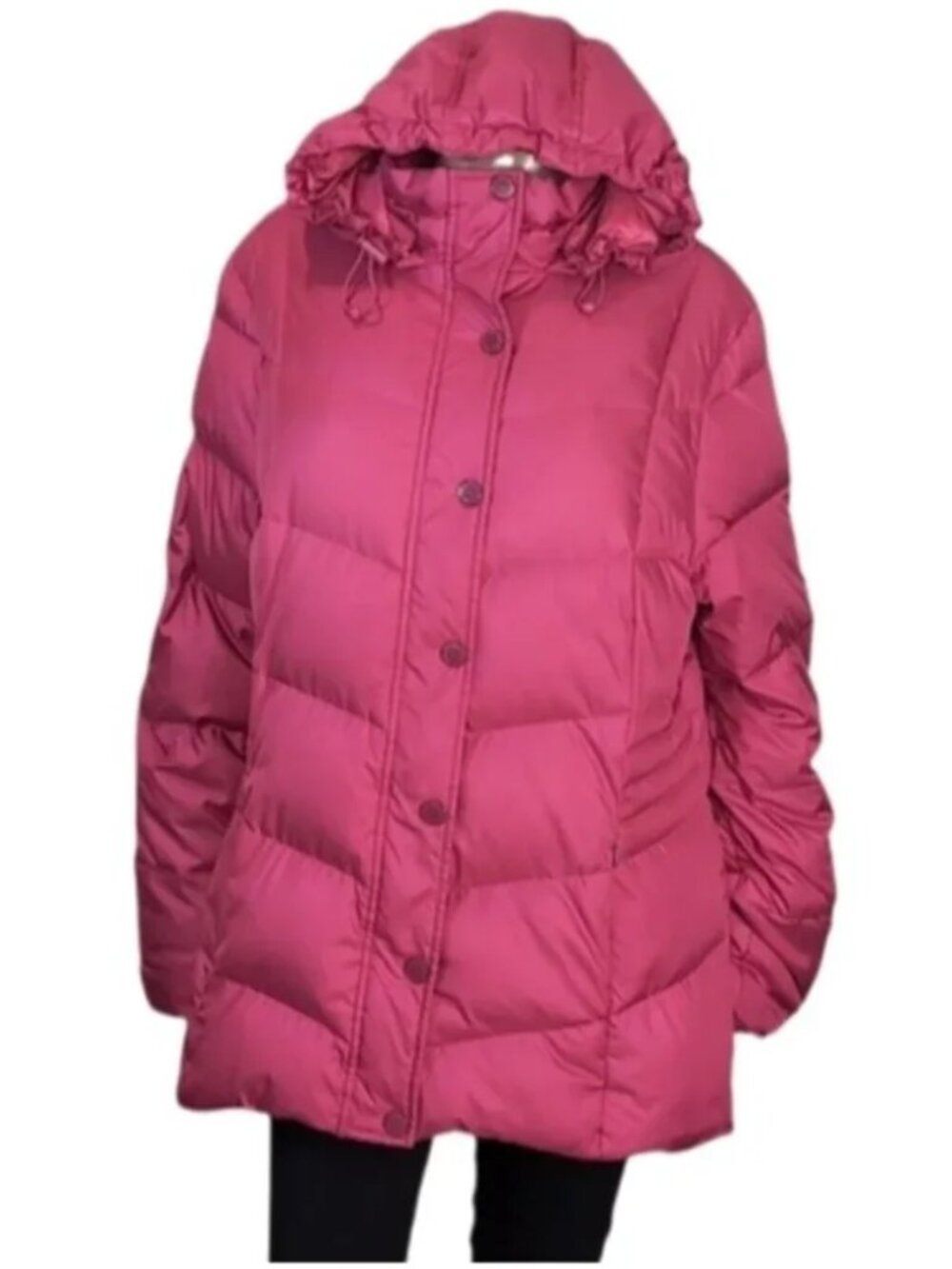 Tommy Hilfiger Down Feather Puffer Coat Hooded Raspberry Pink Womens Size XXL